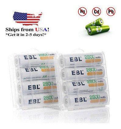 8 X 2800mah Ebl 1.2v Aa Nimh Batería Recargable Para Cámara 1