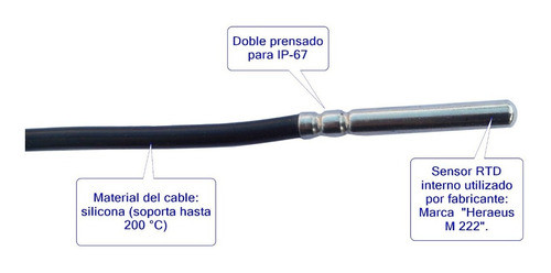Sensor Pt100 Clase B Heraeus Dos Hilos Cable 1m Tubular 4x30 1