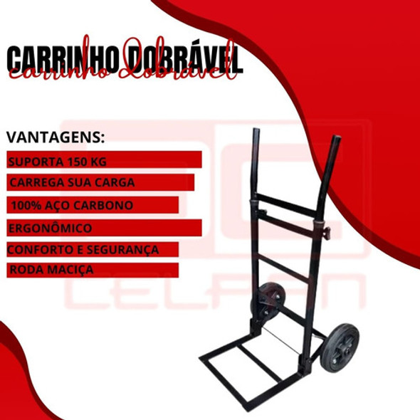 Carrinho Armazém Ferramenta Dobrável Carga Pesada 150kg 1