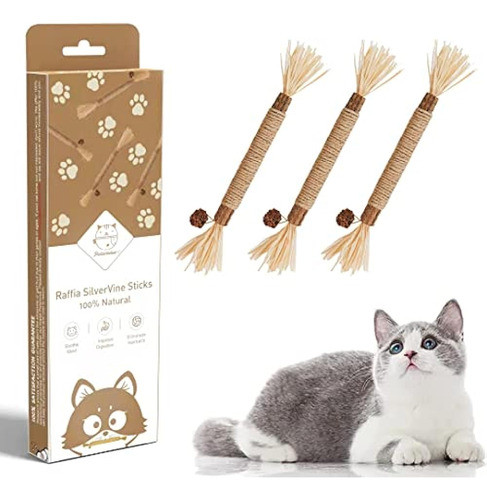 Potaroma Paquete De 3 Palos De Silvervine Naturales Juguetes 0