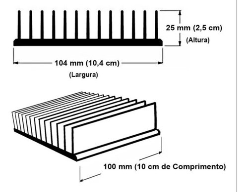 Dissipador Calor Alumínio 104mmx25mm C/ 10cm Kit C/ 15 Pçs 1