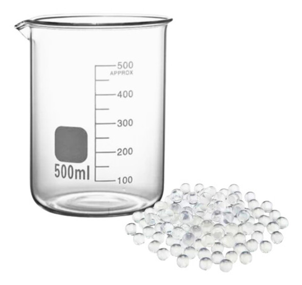 Béquer Becker Vidro 500ml + Perola De Vidro 3mm Laboratório 0
