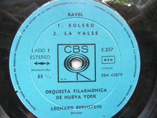 Ravel Leonard Bernstein Orquesta Fil De Nueva York Vinilo Lp 1