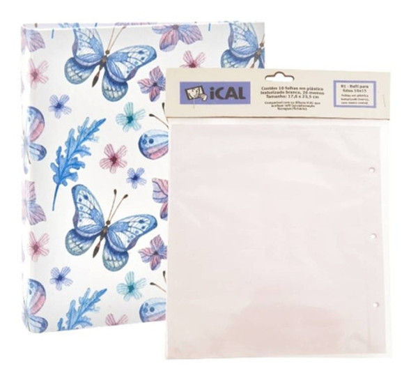 Kit Album Floral 200 Fotos 10x15 Borboletas + 1 Refil R1 0