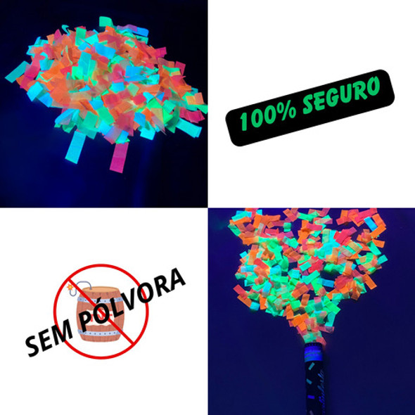 3 Lança Confete Cores Neon - Popper Chuva Colorida Kit 1