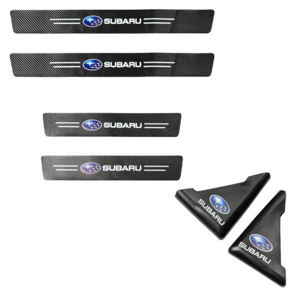 Zócalos Fibra Carbono + Protectores Esquineros Logo Subaru 0