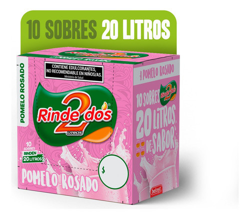 Jugo En Polvo Rindedos Pomelo Rosado 13g X 10u 2 Lt 0