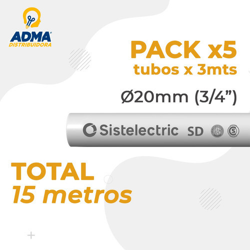 Caño Rigido Pvc 20mm (3/4) Genrod Con Envio X5 1