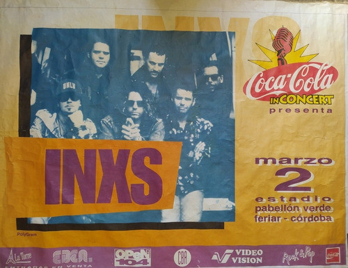 Afiche Original Concierto De Inxs, 2 Marzo De 1994 En Cba. 0