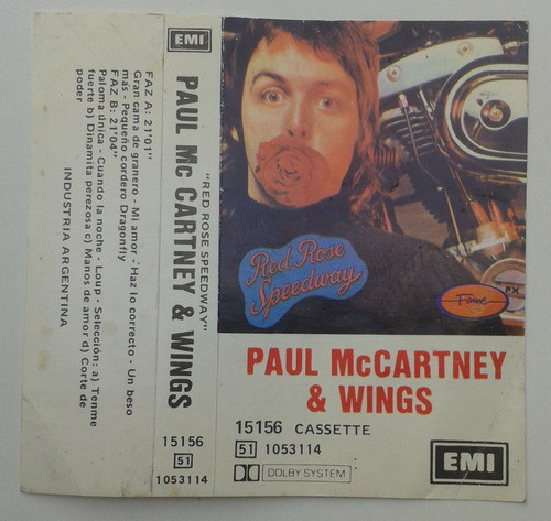 Paul Macartnay And Wings Red Rose Speedway Caratula Cassette 0