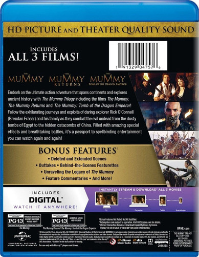 Blu-ray The Mummy Trilogy / La Momia Trilogia / 3 Films 1