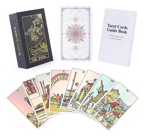 Gold Foil Tarot Rider Waite Plateado Holográfico En Caja 0