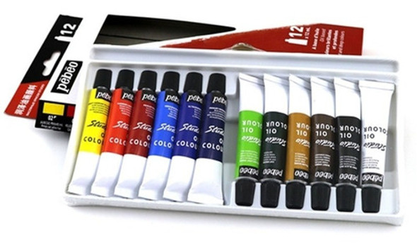 Estojo Tinta Óleo Para Tela Pebeo 12 Cores 12ml 0