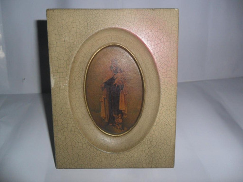 Antiguo Cuadro Virgen Maria Niño Marco Retrato Religioso 0