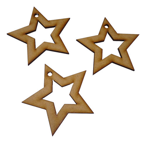 Estrellas Mdf Caladas 4 Cm Perforadas 100 Unidades 0