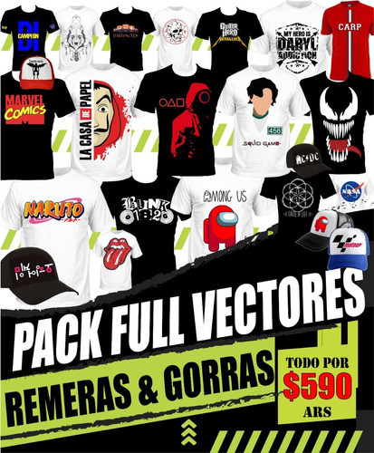 Kit Plantilla Vectores Para Sublimar Imprimir Remeras Gorras 0