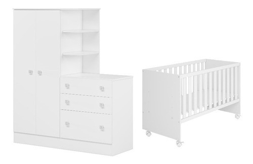 Quarto Bebê Guarda Roupa 2 Porta 3 Gavetas Com Berço Sonhar 0