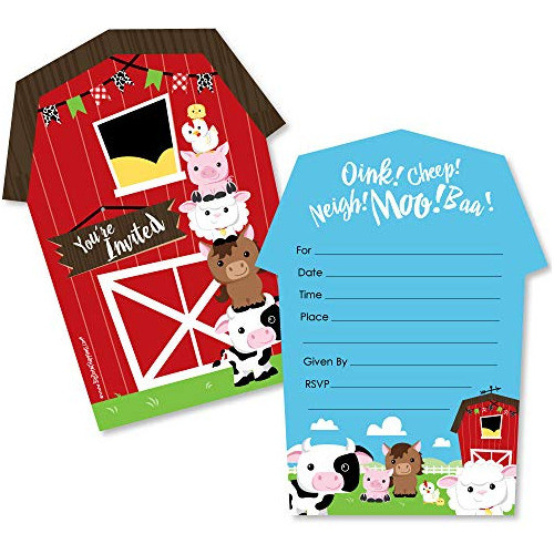 Con Forma De Animales De Granja  Llenar Invitaciones  Fiesta 0