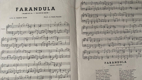 Antigua Partitura Tango Candombe Farándula Racciatti  Mv 1