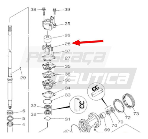 Rotor Bomba D'agua 60hp A 90hp Yamaha Original 6884435203 1