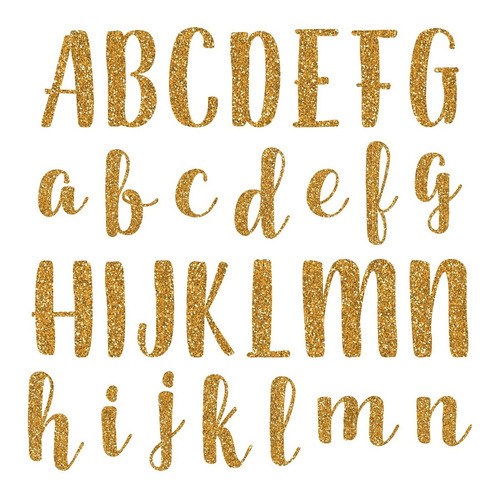 Abecedario Letras Doradas Glitter Brillantina Fondo Transp. 0
