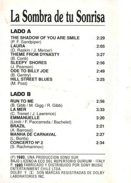 Cassette Original De Fausto Papetti La Sombra De Tu Sonrisa 1