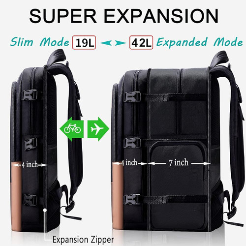 Zinz Slim Expandible Travel Laptop Backpack 15.6 Pulgadas Co 1
