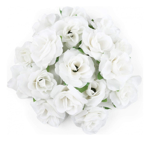50 Flores Artificiales Kesoto Rosas Blanco Sin Tallo 4cm 0