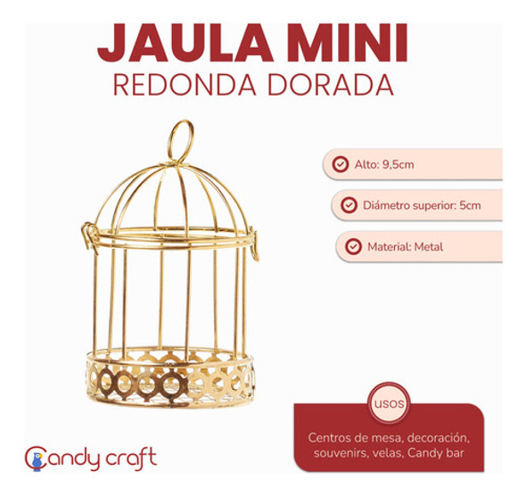 Jaula Mini Dorada Ideal Souvenir! X 12 Unidades! 1