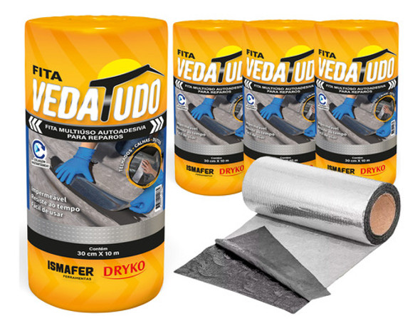 Kit 4 Manta Asfáltica Auto Adesiva Aluminizada - 30cm X 10m 0