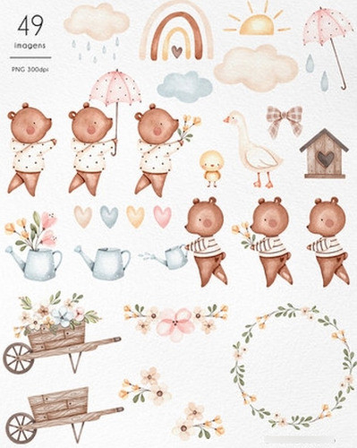 Kit Imagenes Png Jardin Animales Flores Acuarela Ni84 1