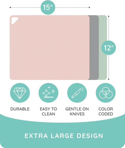 Conjunto De 3 Tablas De Corte Flexible Anti Resbalón 38x30cm 1