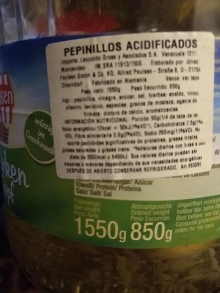 Conserva De Pepinos Alemanes Paulsen Gurken Topf X 1,550kg 1