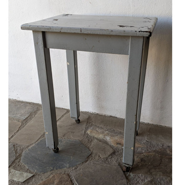 Mesa Rustica De Madera, Tipo Industrial Con Ruedas, Auxiliar 0