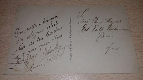 Antigua Postal Romantica En Sepia Familia En Jardin 1