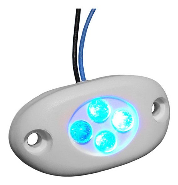 Luz Cortesia Capa Oval Branca 4 Leds 12v Luz Azul Barco 0