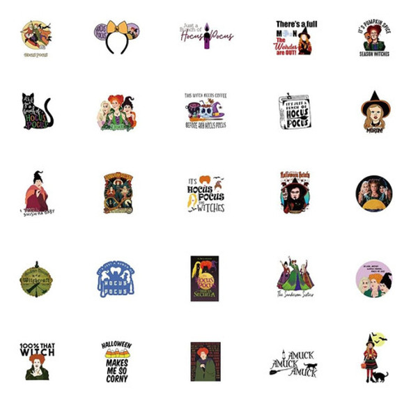 Pack 20 Calcomanía Sticker Termo Vinilo Hocus Pocus Abracada 1