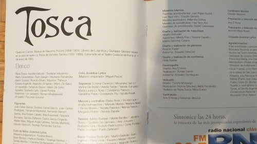 Programa Opera Tosca Puccini 2005 Avenida Haydeé Dabusti 1