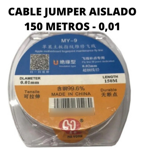 Alambre Hilo Cable P/ Puente Jumper 0.01 Mm X 150 Mtrs X 1