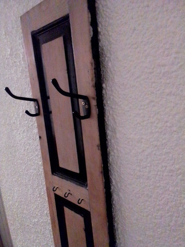 Perchero De Pared Madera Postigon Antiguo Vintage 1