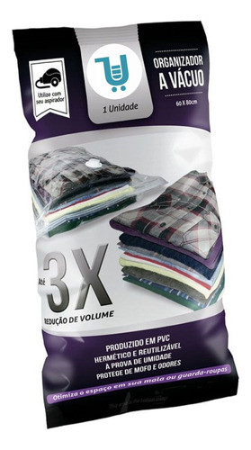 Kit 3 Organizador Saco Vácuo 60x80cm Guarda Roupa Cama Mala 1