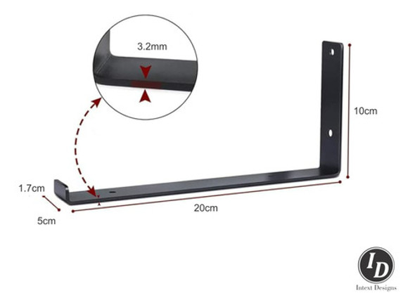 Mensula Hierro Estante Repisa Madera 20 Cm Pack X2 + Kit Tor 1