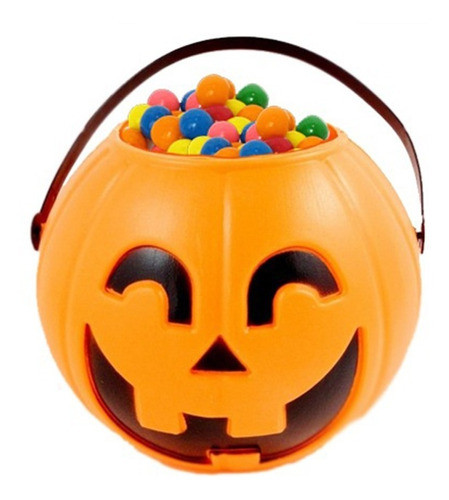 Balde Abóbora Grande Decoração Halloween Cesto 18cm 0