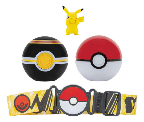 Cinturón De Pokémon Más Dos Pokebolas Y Figura Original 1