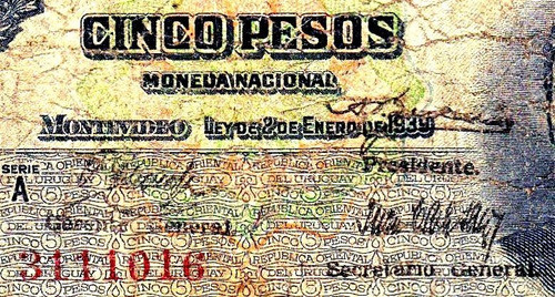 Eb+ 5 Pesos (1939) Rara Variante Último Que Queda!! 0