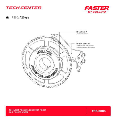 Polea R Fonica 60-2 Fiat Azul Port Sensor Faster By Collino 1