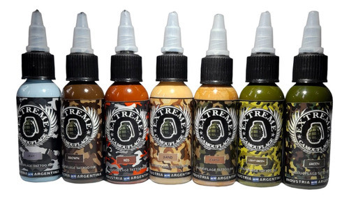 Set De Tintas Camuflaje Extreme X 7u. Tattoo Tatuaje Tatuar 0