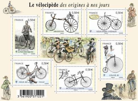 Lámina 45 X 30 Cm. - Historia De La Bicicleta En Sellos 0