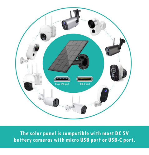 Panel Solar Para Cámara De Seguridad Inalámbrica Al Aire . 1
