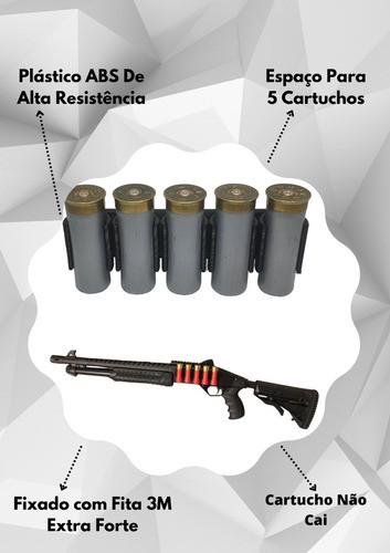 Porta Munição Calibre 12 Para 5 Cartuchos Pump Military Cbc 1